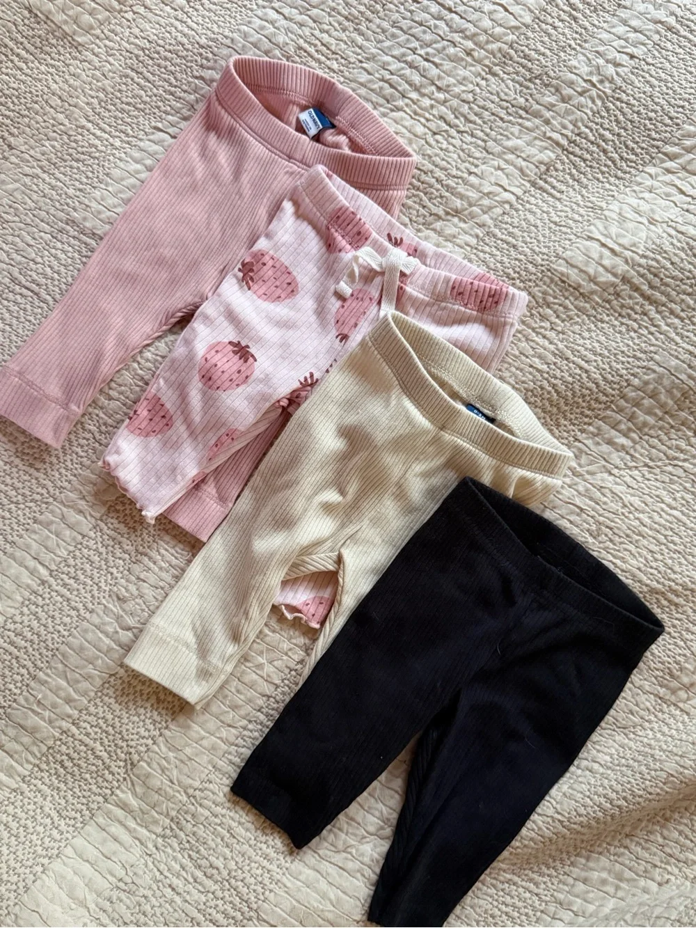 Baby Ribbed Leggings Pack - Pink, Cream & Black Set of 4 - 0-3 month purely soft